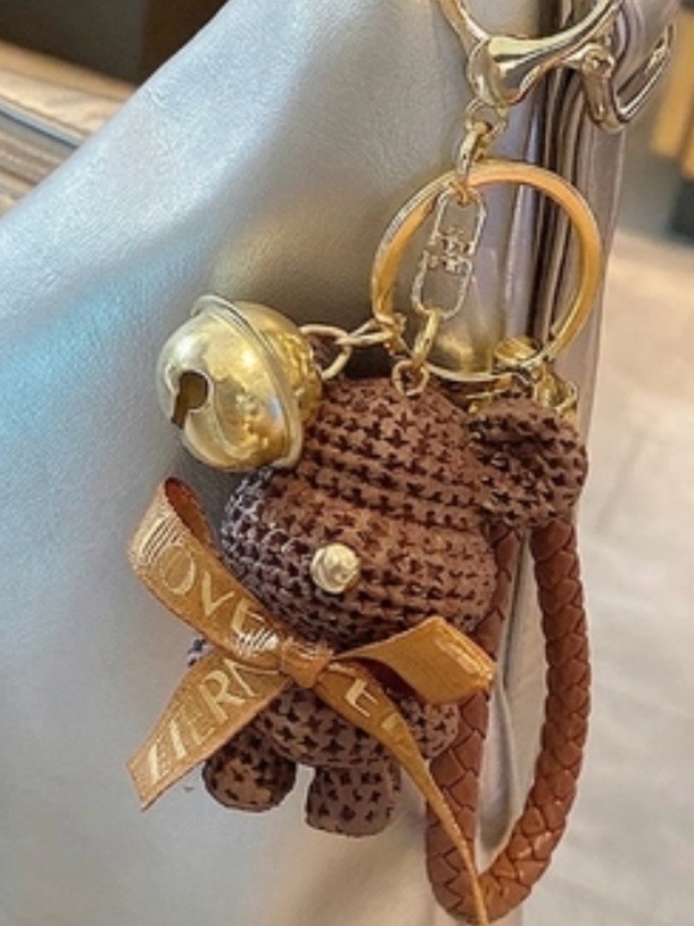 Cute Resin Knitted Texture Bear Keychain
